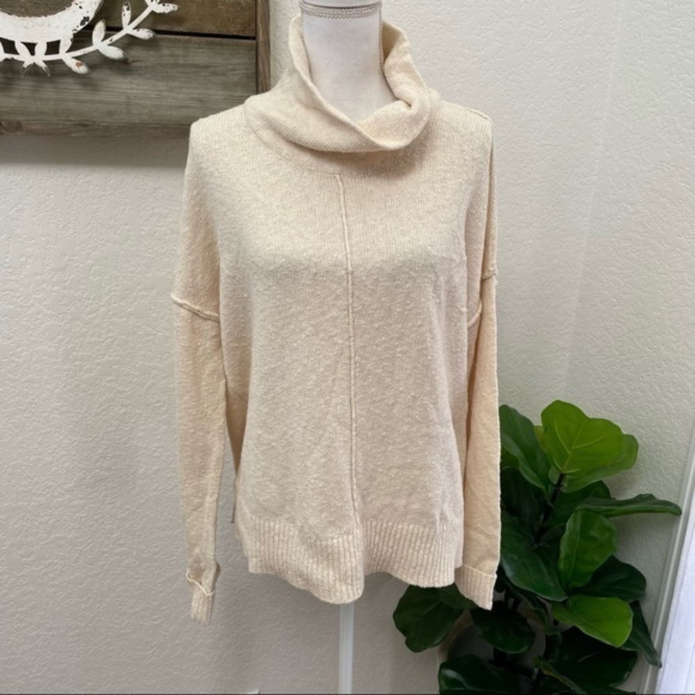 Soft Surroundings cream cowl turtleneck sweater size XL